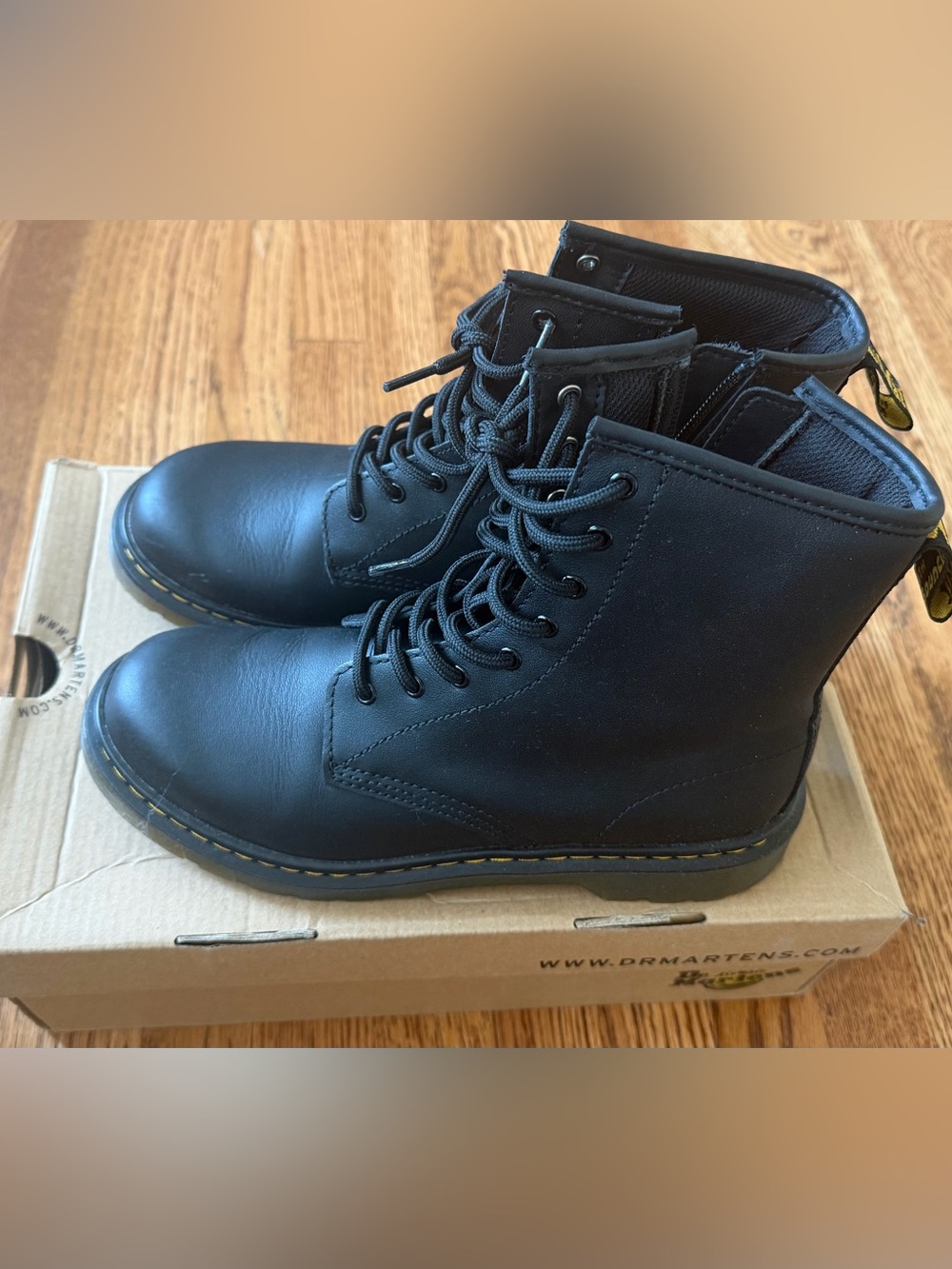 Dr. Martens Black Leather 8-Eye Lace-Up Combat Boots